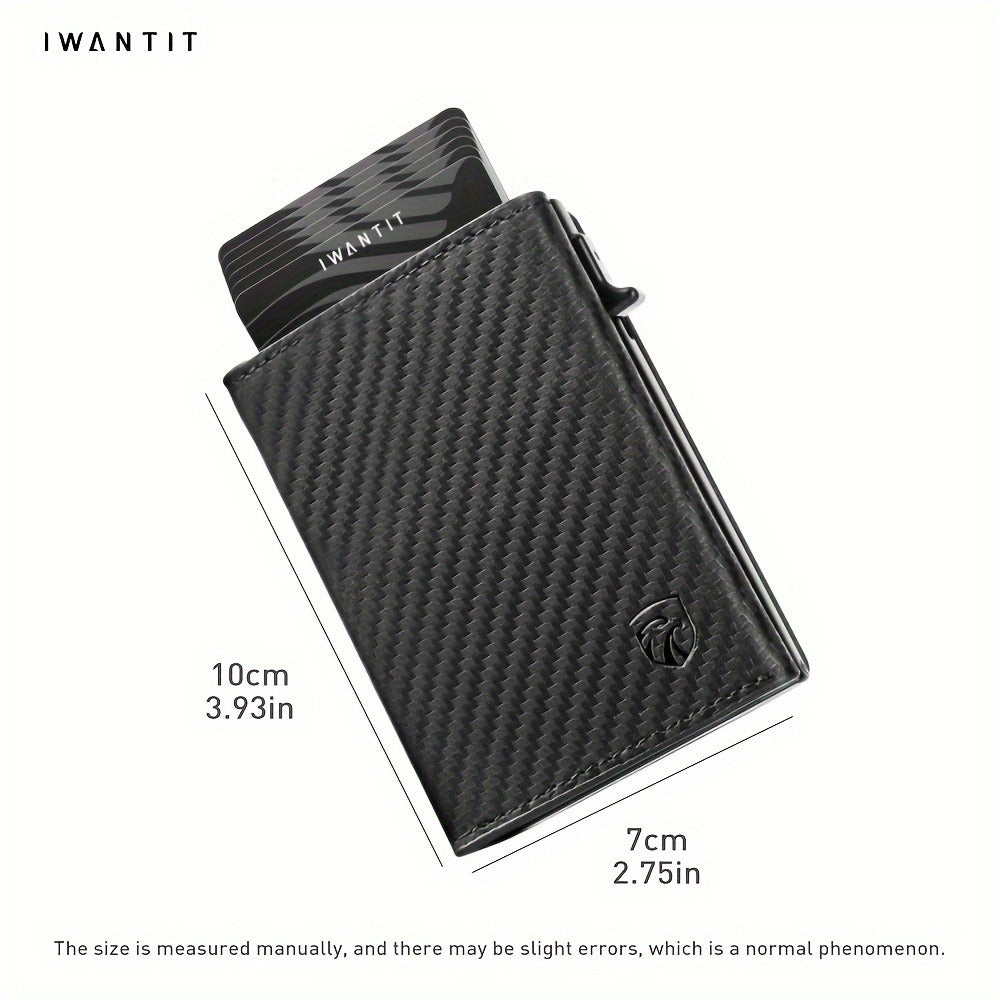 Men's Minimalist Wallet with Credit Card Holder, Premium Full Grain Leather, Smart Pop-up Design, Slim Trifold Wallet, RFID Protection, Front Pocket, ID Window, Father's Day wallet (No Airtag Included)
