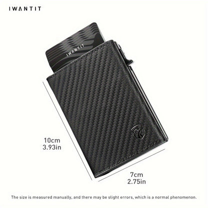 Men's Minimalist Wallet with Credit Card Holder, Premium Full Grain Leather, Smart Pop-up Design, Slim Trifold Wallet, RFID Protection, Front Pocket, ID Window, Father's Day wallet (No Airtag Included)