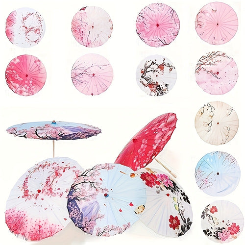 12pcs Wedding Umbrella, Paper Umbrellas, Handmade Chinese Oiled Paper Umbrella Bamboo Rayon Y Chinese Japanese Parasol Flower Art Dance Umbrella,, Wedding Party Supplies, Photography Supplies