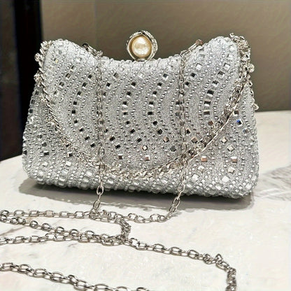Women's Wallet – Rhinestone Clutch Striped Detachable Chain | Bag Vero – detail view 7