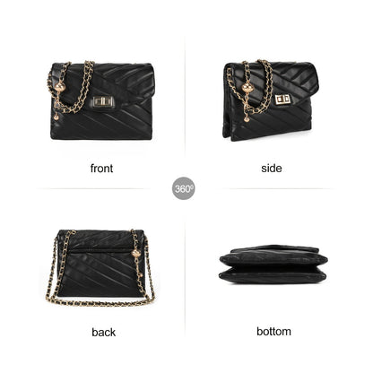 New Fashion Diamond Lattice Soft Chain Bag, Leisure And Easy with Pure Color PU Ladies Daily Travel Crossbody Bag