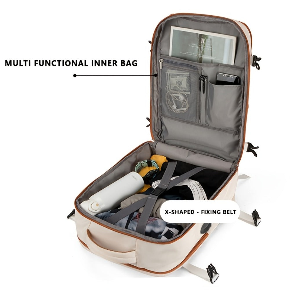 A Versatile And Expandable Outdoor Backpack Suitable for Laptops, Featuring a Wet And Dry Separation Design, Making It an Ideal Choice for Students And Business Travelers. It Can Be Used As Carry-On Luggage And Is Perfect for Casual College Students