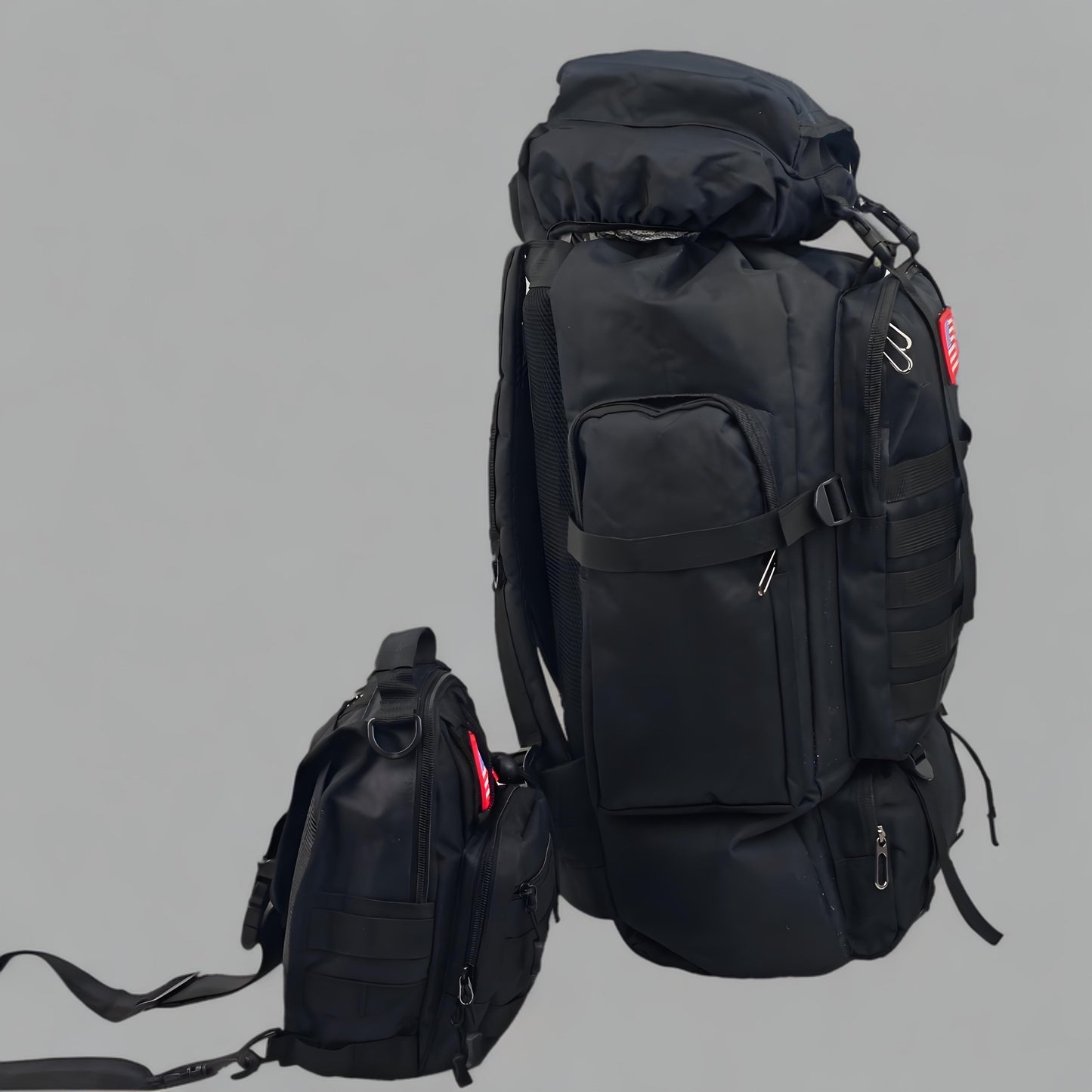 Outdoor Camouflage Backpack Set Hiking Camping Travel Bag Large Multi-Pocket Chest Sling Bag Adjustable Durable Sports Gear Unisex