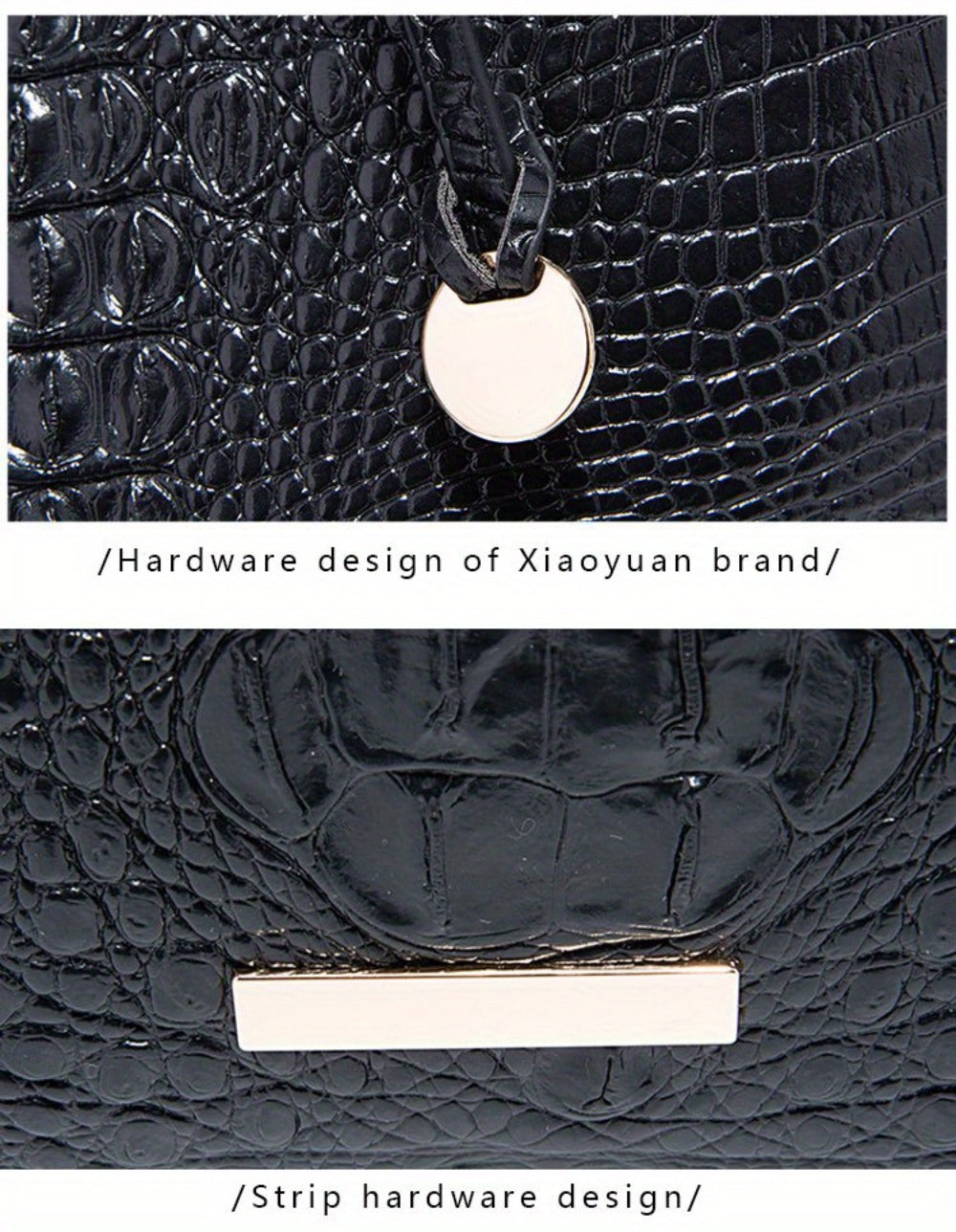 Stylish Two-Part Tote Bag Featuring a Crocodile Design And Elegant Metal Details, Offering Ample Storage for Versatile Carrying Options, Ideal for Various Occasions