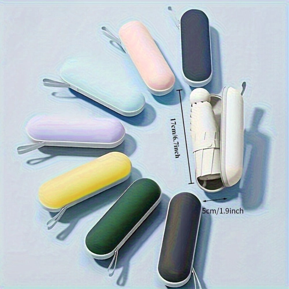 Compact Multi-color Mini Capsule Umbrella - Portable, Foldable, Manually Opened, With Sun Protection Coating, 6 Sturdy Frame Design, Suitable For Both Sunny And Rainy Days