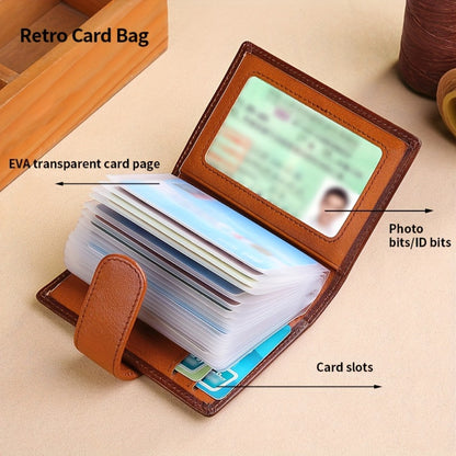 1pc Men's Retro Fashion Top Layer Cowhide Card Case, Driving License Case, Casual Portable Coins Purse, Durable Card Holder with Large Capacity, Multiple Card Slots, ID Window, Perfect Gift for Teacher's Day, Valentine's Day, Birthday, Christmas