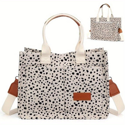 Large Capacity Multi-Pocket Tote Bag with Adjustable Crossbody/Handheld Strap, Wrist Strap & Button Closure - // Handbag for Work, Travel, Shopping - Casual Durable Handheld Bag