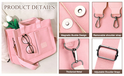 Tote Bag for Women, with Zipper Closure, Large Capacity Individual Compartments, Detachable Strap & Bottom, Multi-Purpose for Travel, Work, Shopping & College, Ideal Gift Option