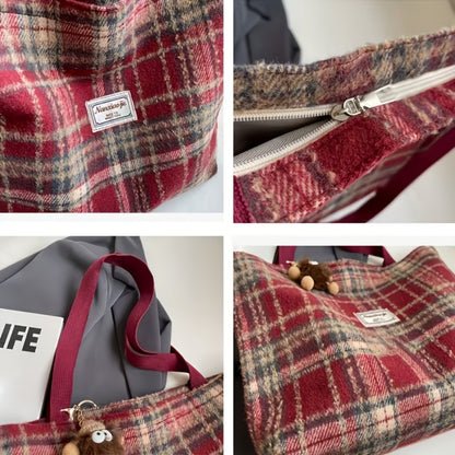 Local Warehouse - 2026 Spring/Summer New Arrival - Checkered Tote Bag, Suitable for Everyday Casual Wear And Travel, Combining Fashion And Practicality, Suitable for Campus Style, Sweet Style, Mother's Day Gift, Medium-sized Shoulder Bag