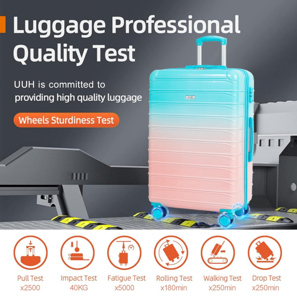 UUH - 4pcs Luggage Set - Sturdy ABS Material Luggage, Smooth Dual Wheels, TSA Certified Locks, 13/20/24/28 Inch Sizes, Gradient Colours, 13 Inch Carry-on Case Included, Ultra-lightweight Design - Perfect for Travelling