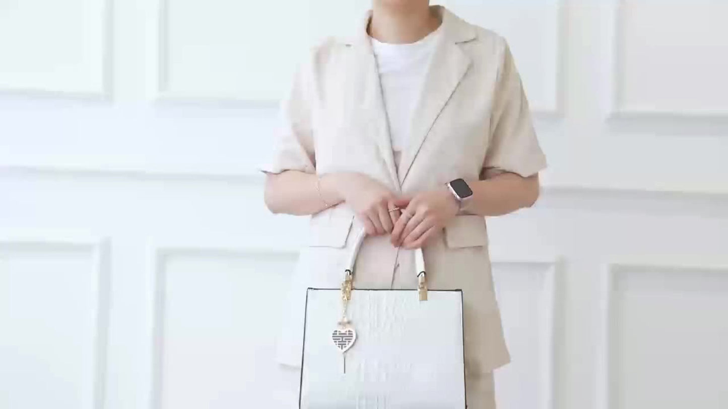 Atmospheric Alligator Pattern Female Steamed Bun Mother Bag 2pcs Fashion Large Capacity Handbag Purse