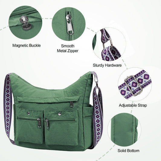 Nylon Crossbody Bag Set (2PCS) for Women and Men– Lightweight Waterproof Multi-Pocket Shoulder Bags, Lightweight Travel Purses, Casual Messenger Handbags for Daily Use, Work, Shopping, Outdoor