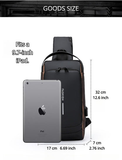 Combination Lock Security Chest Bag - Large Business Crossbody, Durable Travel & Work Tote