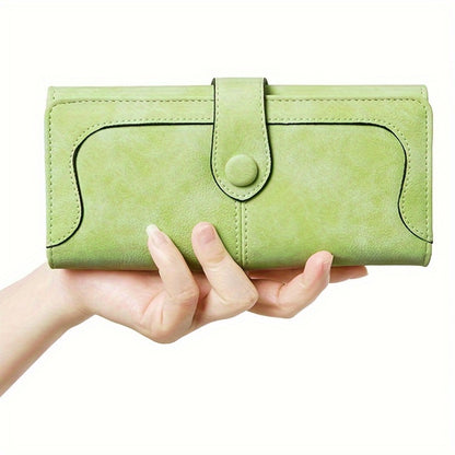 Women's Vegan Wallet, 17 Card Slots Card Holder Bifold, Large Capacity Zipper Pocket Phone Handbag with ID Window