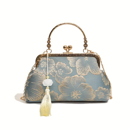 [Christmas Gift Bags] Evening Bags for Women Elegant And Classy, Retro Crossbody Bags, Ethnic Style Evening Bags, Fashion Shoulder Bag with Metal Chain, Handbags for Women Designer, Crossbody Bag Purse Christmas Bags for Gifts Christmas Gift Bags