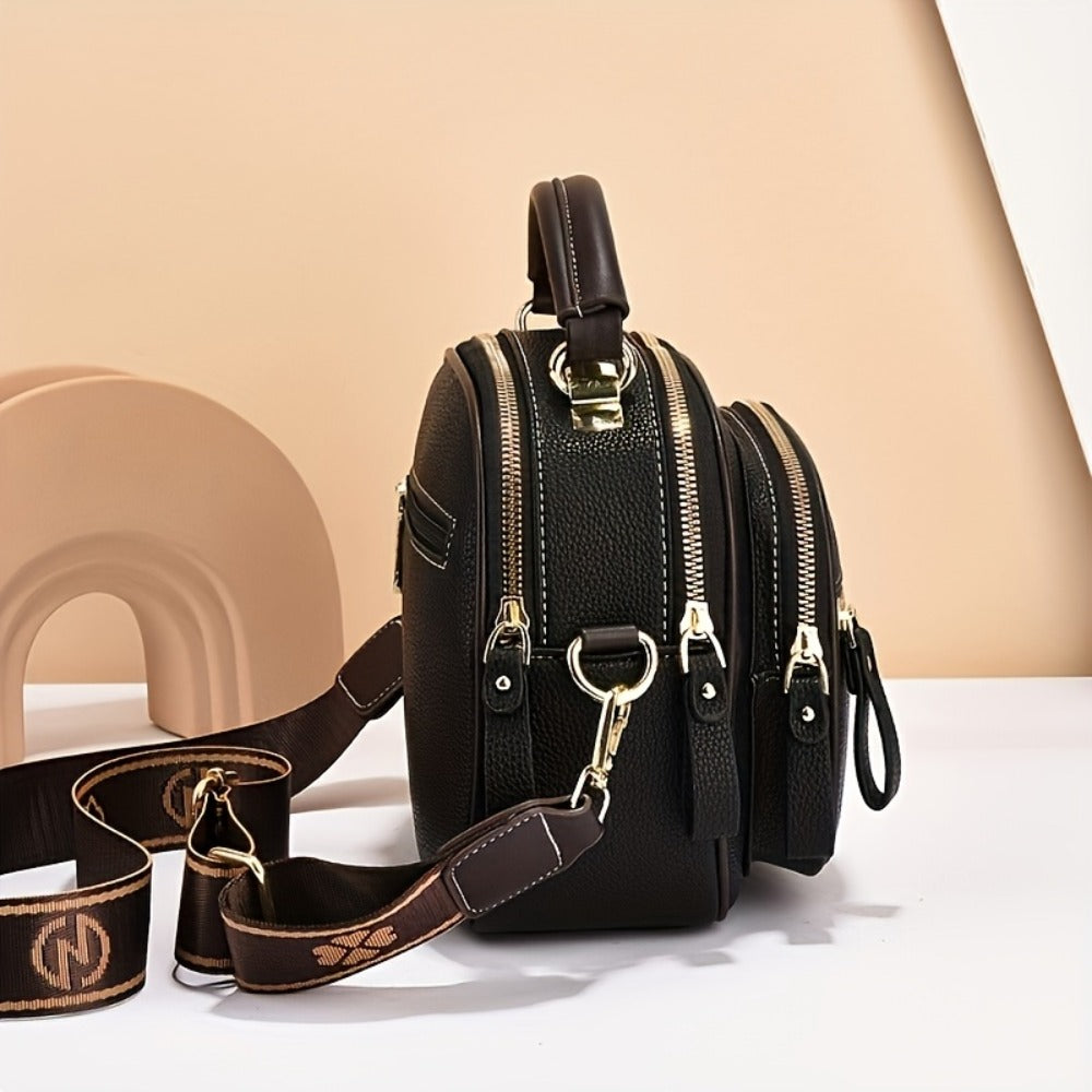 Ladies' Fashionable And Versatile Small Handbag, Multi Pocket Casual Single Shoulder Crossbody Bag, Layered Design with Adjustable Shoulder Straps