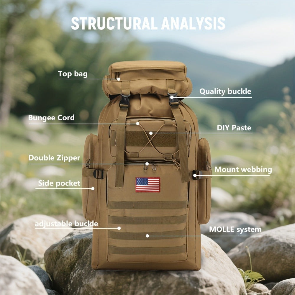 Tactical Outdoor Backpack Unisex, 21.13gal Large Capacity Molle System Rucksack, Multi - Pocket Camping Backpack with Durable 600D Fabric, Ideal for Hiking, Camping, Outdoor Adventures