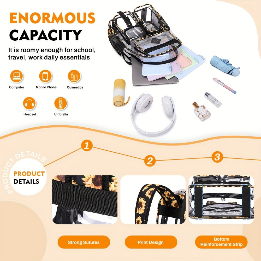 Backpack for Women – PVC, Clear, Transparent, Large Capacity | Bag Vero – detail view 6