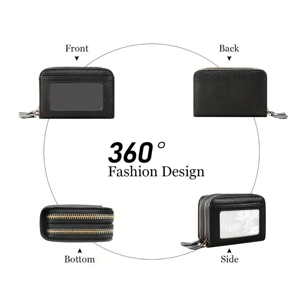 1pc Small Genuine Leather Wallet, Anti Theft Brush Protection Top Layer Cowhide Credit Card Holder, Coin Pouch Bags Gift
