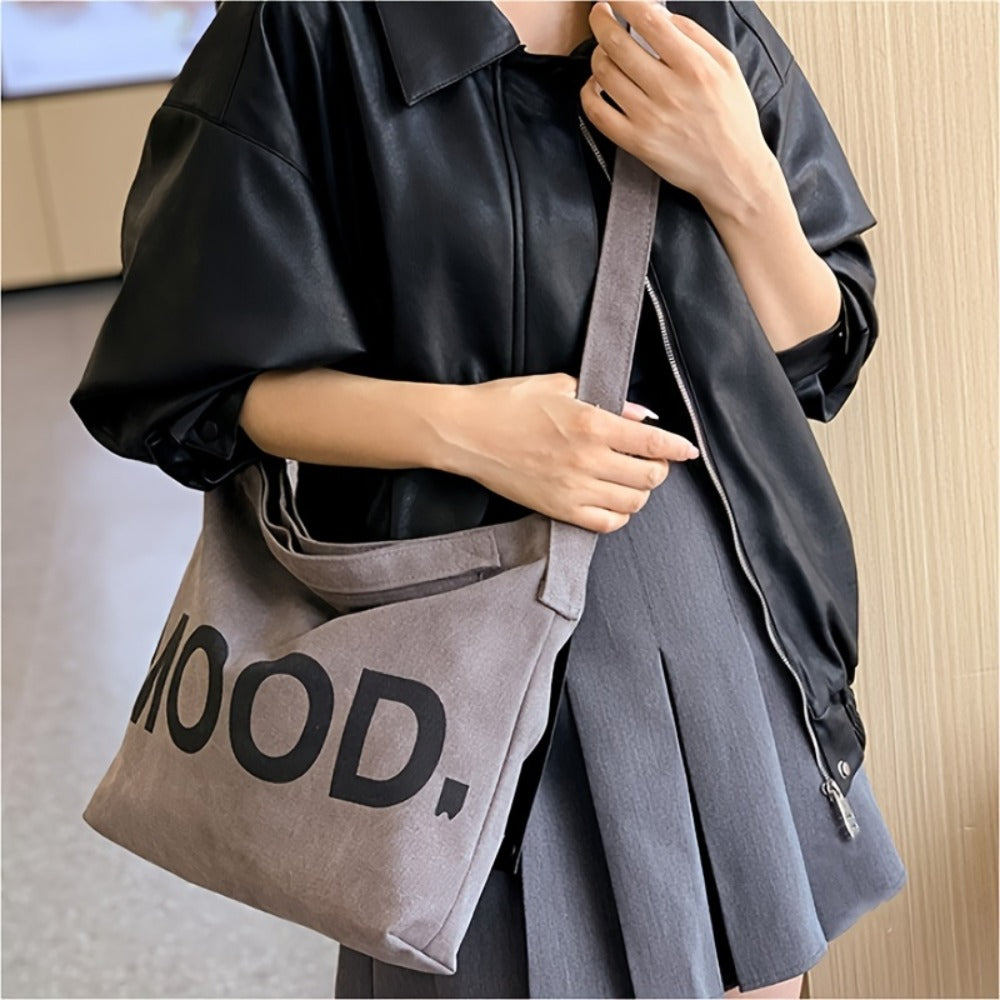 Large-Capacity Canvas Bag with a Easy And Versatile Design, Suitable for Students, Featuring a One-Shoulder Crossbody Style