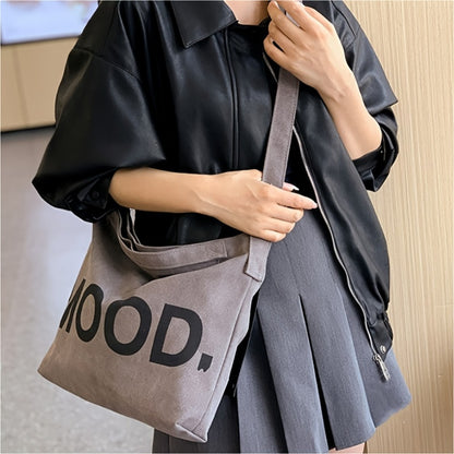 Large-Capacity Canvas Bag with a Easy And Versatile Design, Suitable for Students, Featuring a One-Shoulder Crossbody Style
