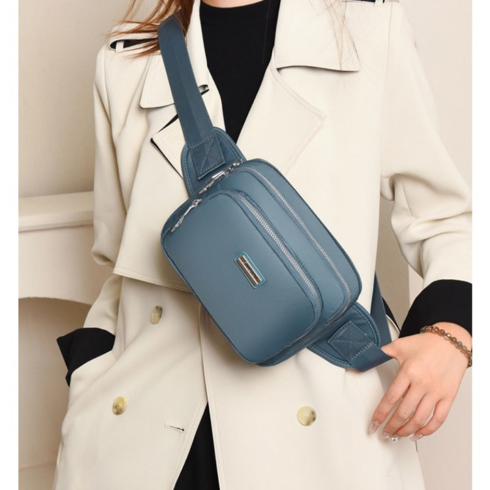 Women'S Fashion Waist Pack Solid Color Small Zipper Waist Pack Casual Style Suitable for Travel and Outdoor Activities Adjustable Shoulder Strap