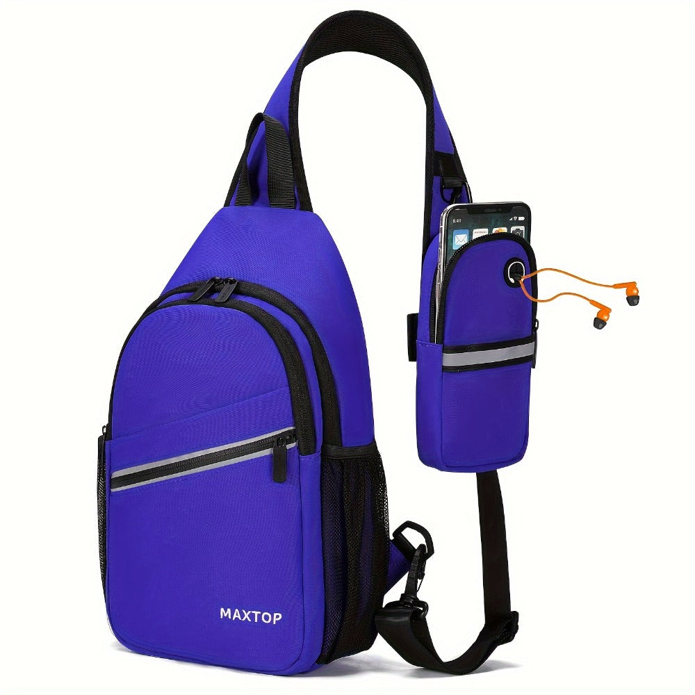 Sling Backpack Crossbody Sling Bag with Detachable Phone Bag for Unisex Multipurpose Travel Hiking Chest Bag