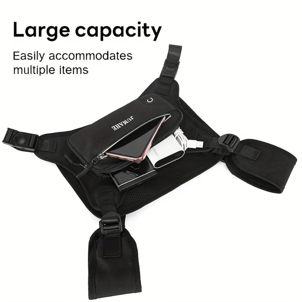 Unisex Reflective Chest Bag for High Performance, Adjustable Straps for Workouts, Walking, Hiking, Running, And Cycling. Lightweight Backpack with Reflective Back (Black) for Boyfriends