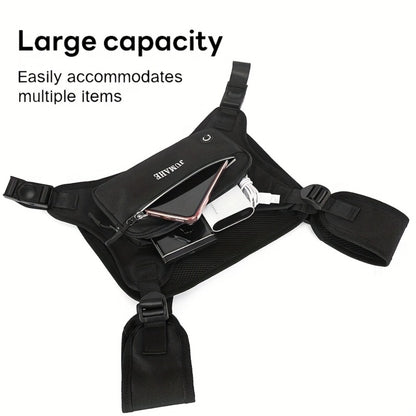 Unisex Reflective Chest Bag for High Performance, Adjustable Straps for Workouts, Walking, Hiking, Running, And Cycling. Lightweight Backpack with Reflective Back (Black) for Boyfriends