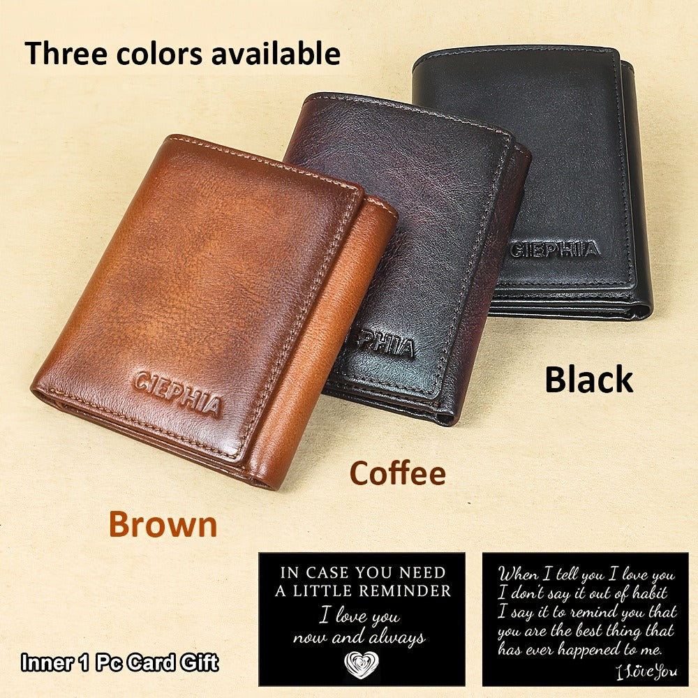 Men's Genuine Leather Bifold/Trifold Wallet, First Layer Cowhide RFID Blocking Vintage Wallet, Multi Function Credit Card Holder, Money Clips Gifts for Him Father's Day/Valentine's Day/Anniversary Gifts