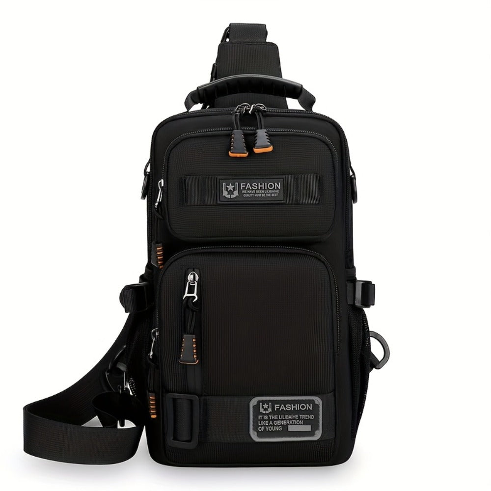 Men's Retro Belt Bag with Multi-Pocket & Anime Striped Strap - Durable Waist Pack Suitable for Commuting, Cycling, Outdoor - Wear-Resistant Hands-Free Waist Bag ()