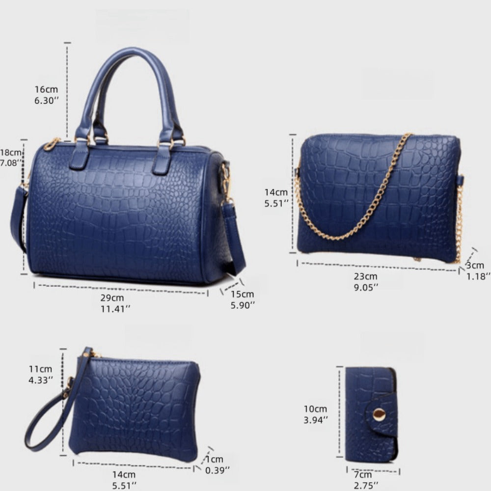 5pcs Set PU Elegant Crocodile Embossed Women'S Tote Bag Set, Large Capacity Women'S Shoulder Bag, Crossbody Bag, Expandable Handbag, High Cost-Effectiveness, Suitable As A Gift