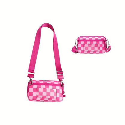 2pcs Bags Checkered Crossbody Bum Bag& Wristlet Wallets Checkered Set Belt Bag with Shoulder Strap Adjustable Crossbody Bag Spacious Spacious Purse for Essentials Plus Size Friendly Strap Large Sling Bag Travel Handbags Checkered Belt Bag