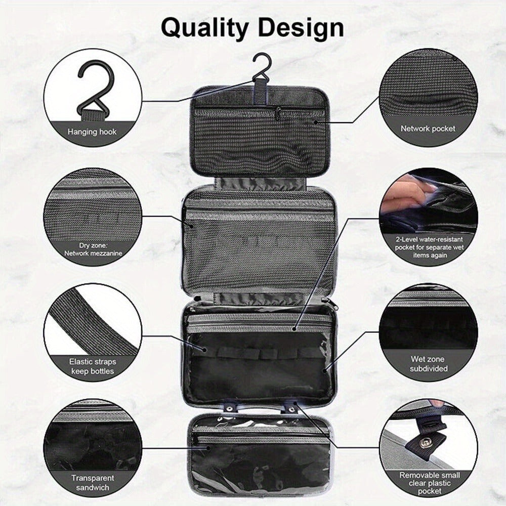1pc Waterproof Folding Toiletry Bag, Multi-Functional Dry And Wet Separation Cosmetic Bag, Travel Storage Bag