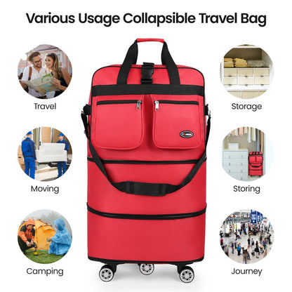 30" 36" Soft Expandable Foldable Luggage Bag with Removable Spinner Wheels,3-Layer Collapsible Suitcase Bag, Water-Resistant Large Capacity Rolling Duffle Bag for Home Storage Moving Travel