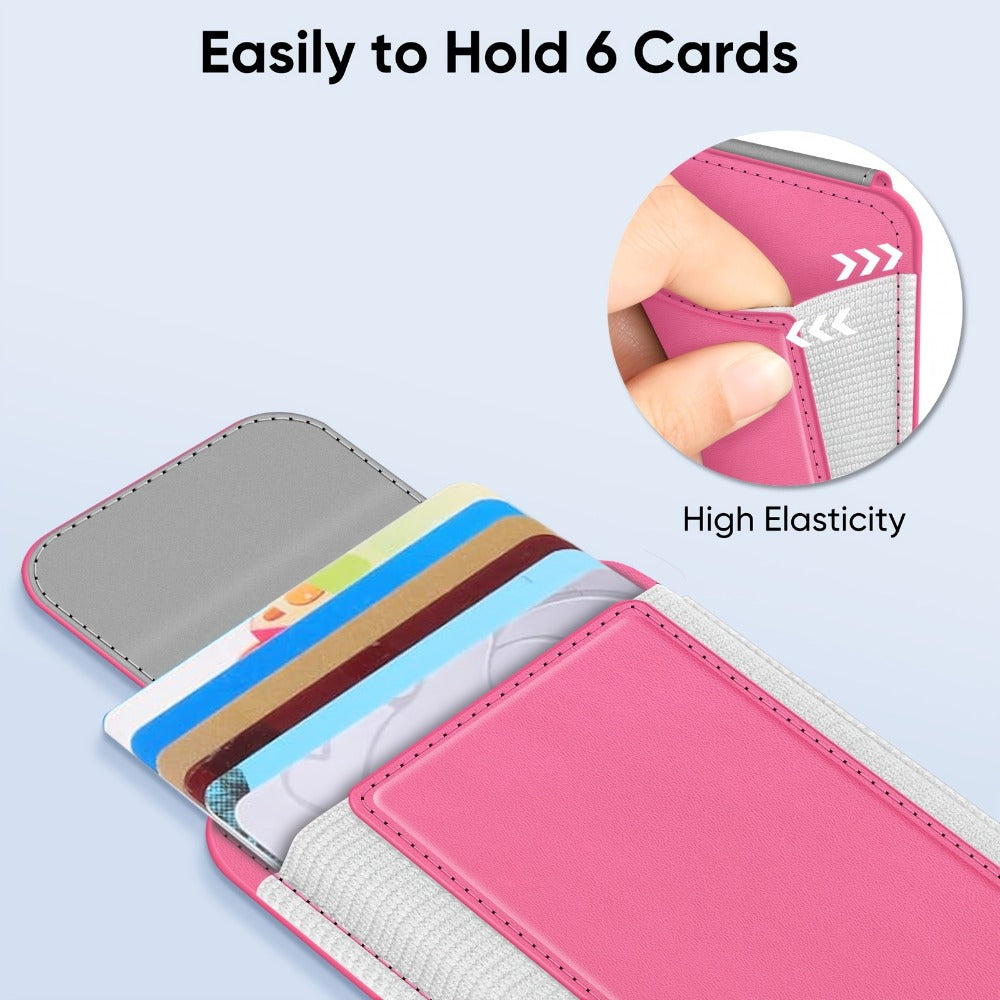 Magnetic Card Wallet Holder for Iphone 16/15/14/13/12 Series, Fit 6 Cards, Safe RFID Blocking, Slim Faux Leather Wallet Credit Card Holder for Women Men
