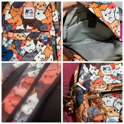 Ideal Present - Educational Backpack - 1pc Adorable Feline Design Rucksack, Trendy Backpack - Computer Bag - Academic Backpacks - Spacious, Honeycomb Air Cushion for Weight Relief, Suitable for Various Situations Like Outings, Shopping, School, Etc