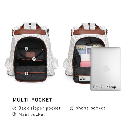 MKP COLLECTION 2pcs Set Women's Fashion Anti-Theft Rucksack & Shoulder Bag Multifunctional Travel Purse