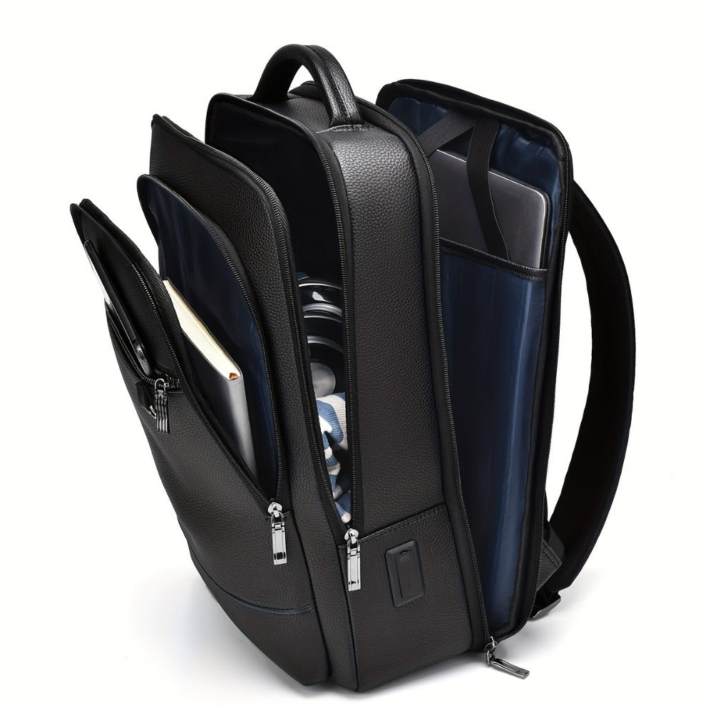 Laptop Backpack – 15.6 Inch, Genuine Leather, USB Charging, for Travel & Work | Bag Vero – detail view 7