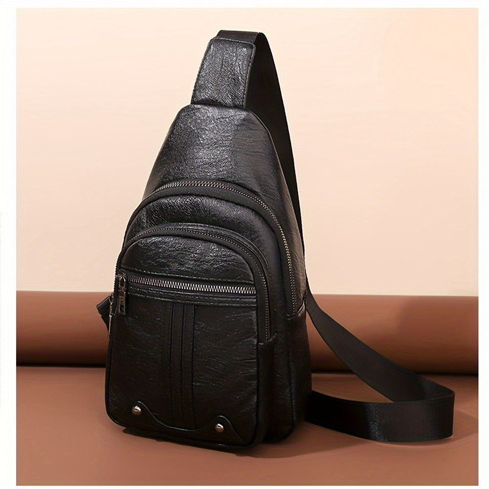 Sling Bag – for Travel & Everyday Use, Faux Leather Retro Chest Sling | Bag Vero – detail view 17