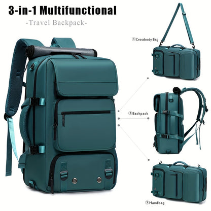 Men'S Spacious Travel Laptop Backpack, Suitable for Airline Travel, Designed for 17-Inch Laptops, Made from Durable Nylon, Features a Shoe Compartment, Adjustable Straps, And Various Utility Pockets, Perfect for Hiking And Camping