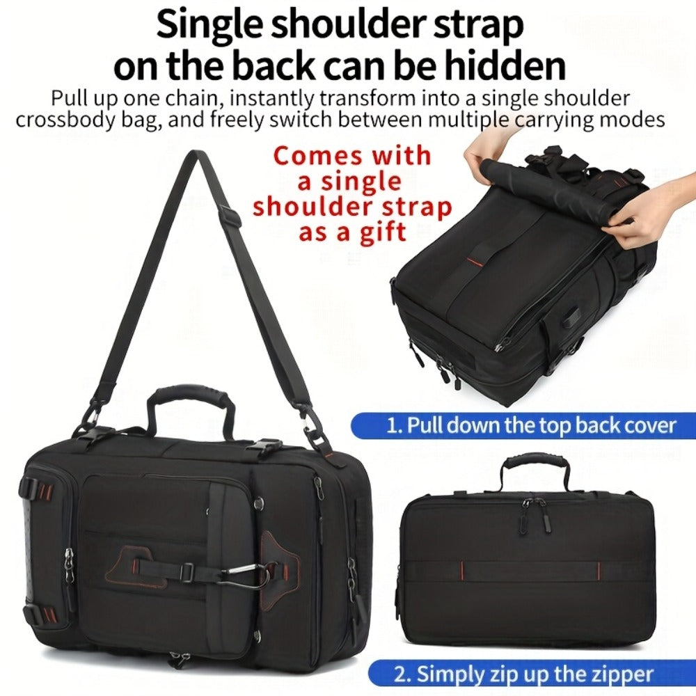 Travel Backpack, Portable Backpack, Large Capacity Duffel Bag Men's Outdoor Expandable Convertible Boarding Duffel Backpack, Black 21.13gal Hiking Bag, Fit 17 Inch Laptop, Suitable for Outdoor Travel Work Business