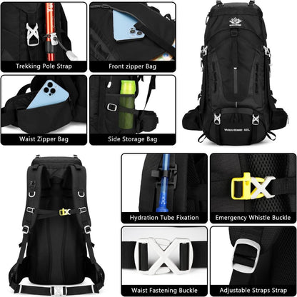 13.21gal Hiking Backpack Men Camping Backpack 11.89gal+1.32gal Lightweight Backpacking Backpack Travel Backpack