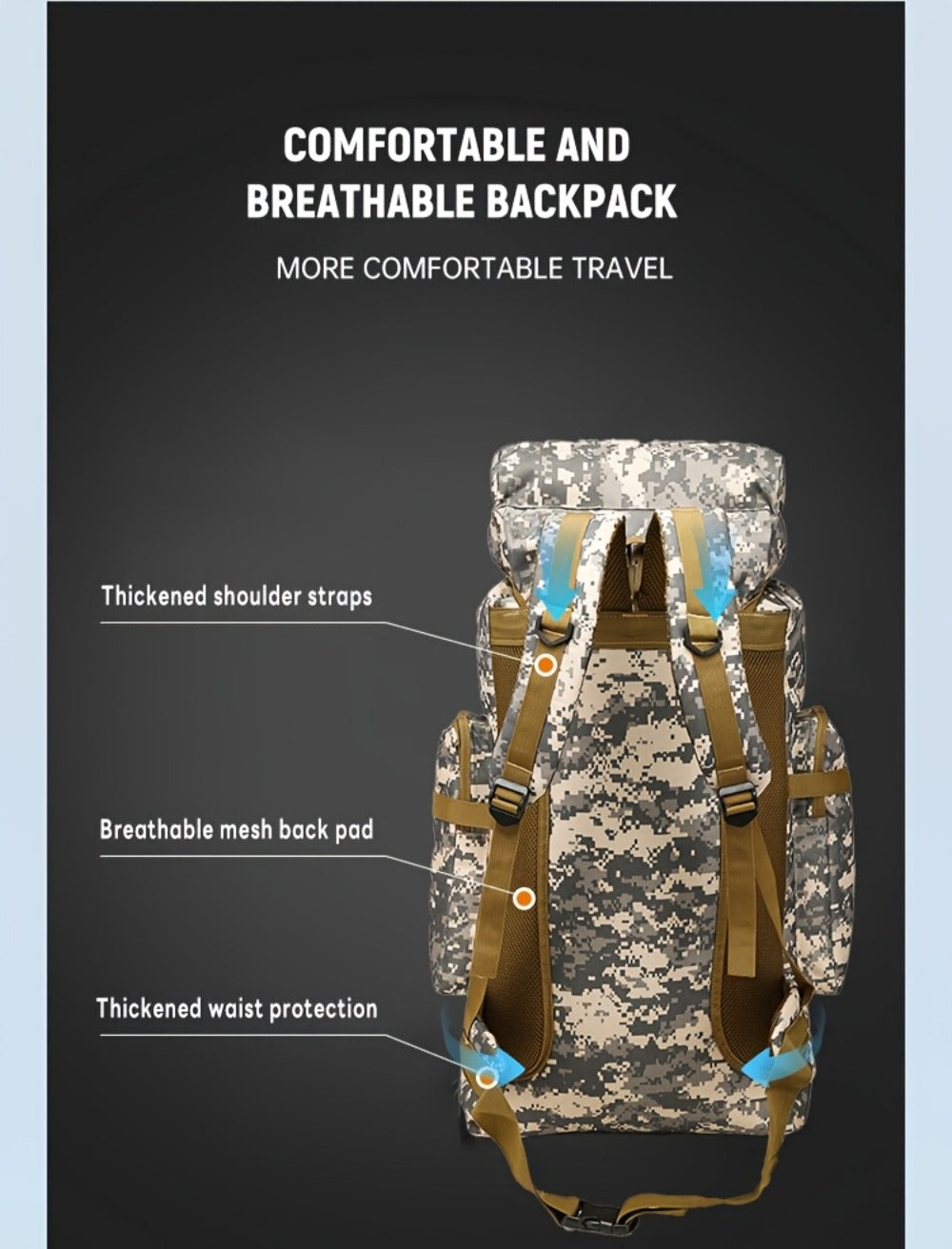 Outdoor Camouflage Backpack Set Hiking Camping Travel Bag Large Multi-Pocket Chest Sling Bag Adjustable Durable Sports Gear Unisex
