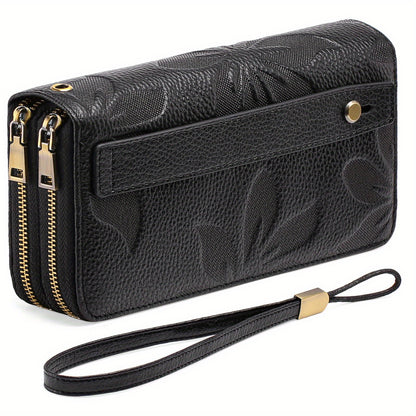 Phone Wallet for Women, Large Capacity RFID Blocking Bifold Clutch with Wrist Strap, Holds Any Smartphone, 24 Card Slots, Genuine Leather, Fits All Phones - Best Deal