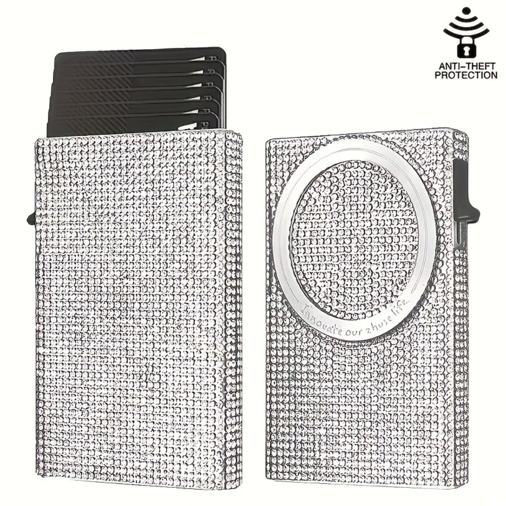 Chic And Sleek, This Diamond-Patterned Magnetic Wallet Is Ideal for Credit Card Users, Featuring RFID Protection for Added Security