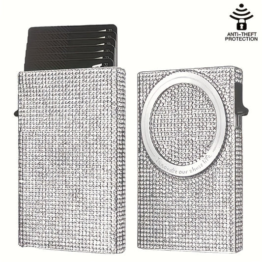 Chic And Sleek, This Diamond-Patterned Magnetic Wallet Is Ideal for Credit Card Users, Featuring RFID Protection for Added Security