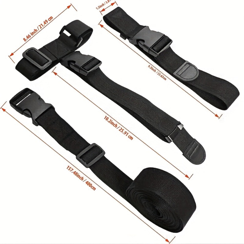 3pcs Heavy Duty Adjustable Luggage Strap - Durable Nylon Carrying Case Strap With Safety Buckle, T-strap Design For Ease Of Use, Perfect For Travel - Black, Travel Accessories | Minimalist Luggage Strap | Quick Release Buckle, Travel Luggage