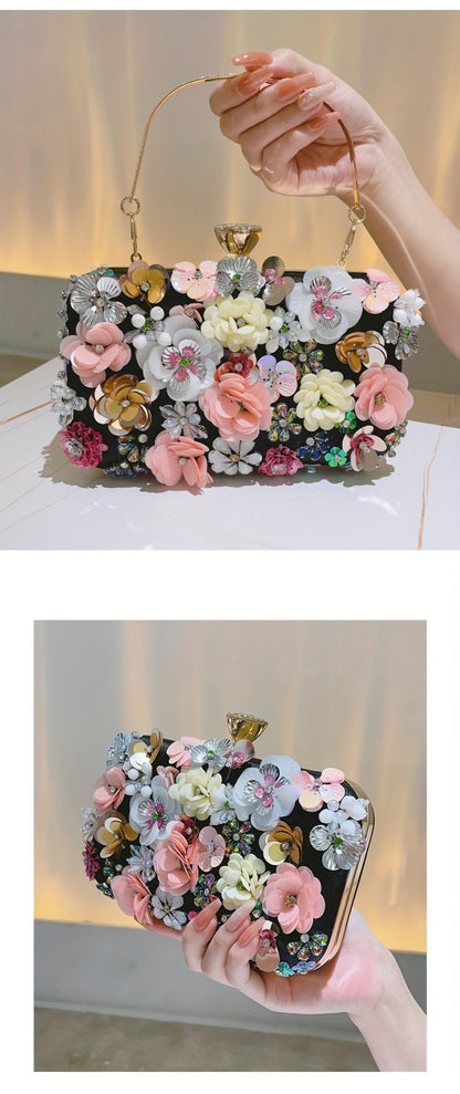 Flower bag single shoulder crossbody bag cheongsam bag fairy hand-held bag banquet bag bridesmaid bride small square bag