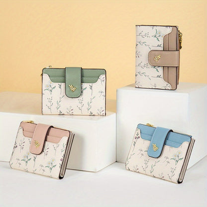 Chic Floral Wallet for Women - Compact Card Holder with Snap Closure